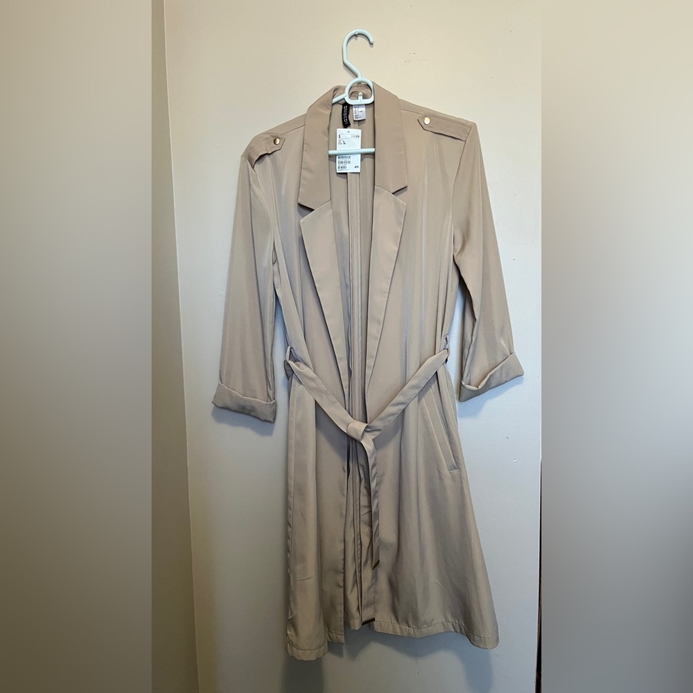 H&M Lightweight Beige Women's Trench Coat with Tie Belt